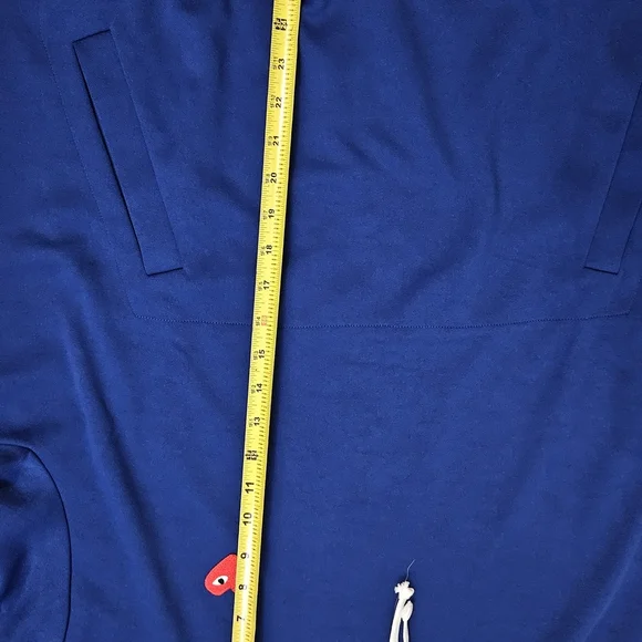 Comme des Garcons Blue Hoodie with Red Heart Patch - Picture 6 of 8